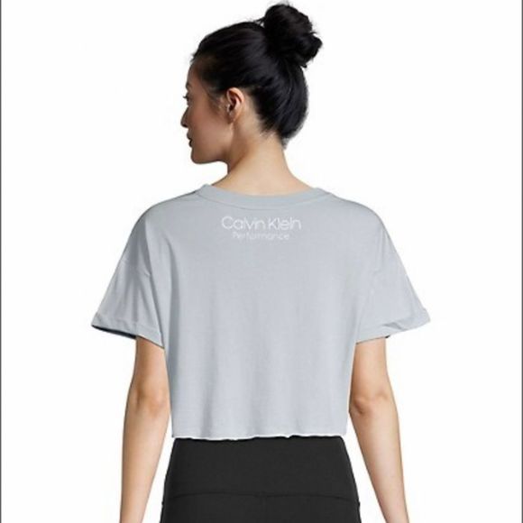 🆕 Calvin Klein Performance Logo Boxy Crop Top Tee - Picture 2 of 10